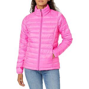 Women’s Neon Pink 100% Nylon Lightweight Zip-Up Winter Quilted Puffer Jacket